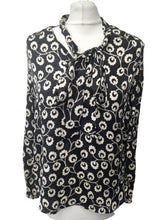 Load image into Gallery viewer, RIXO Ladies Black Silk Floral Long Sleeve Round Neck Blouse Top Size UK6
