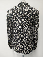 Load image into Gallery viewer, RIXO Ladies Black Silk Floral Long Sleeve Round Neck Blouse Top Size UK6
