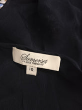 Load image into Gallery viewer, SOMERSET Ladies Navy Blue Long Sleeve Boat Neck Floral Blouse Top Size UK10
