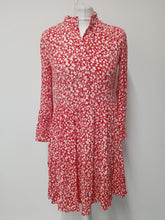 Load image into Gallery viewer, J.CREW Ladies Red Floral Long Sleeve Collared Maxi Dress Size UK XXS
