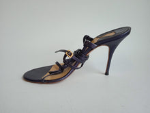 Load image into Gallery viewer, CHLOE Ladies Midnight Blue Leather Strappy High Heel Court Shoes Size EU37 UK4

