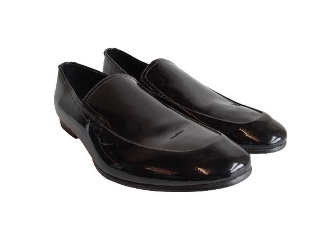 CALVIN KLEIN Men's Black Patent Leather Round Toe Nicco Loafers EU43 UK9