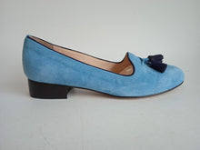Load image into Gallery viewer, ANGELO ROMANO Ladies Baby Blue Suede Tassel Detail Slip-On Loafers IT37 UK4 NEW
