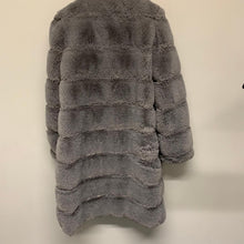 Load image into Gallery viewer, OH POLLY Grey Ladies Faux Fur Long Sleeve Overcoat Coat Size UK XS
