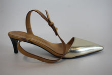 Load image into Gallery viewer, SEE BY CHLOE Ladies Champagne Gold Patent Leather Ankle Strap Sandals EU37 UK4
