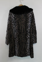 Load image into Gallery viewer, HELENE BERMAN Ladies Brown Faux Fur Cotton Animal Print Overcoat Coat UK14
