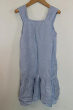 Load image into Gallery viewer, LOFT Ladies Blue Linen Sleeveless Square Neck Knee Length Dress Size S
