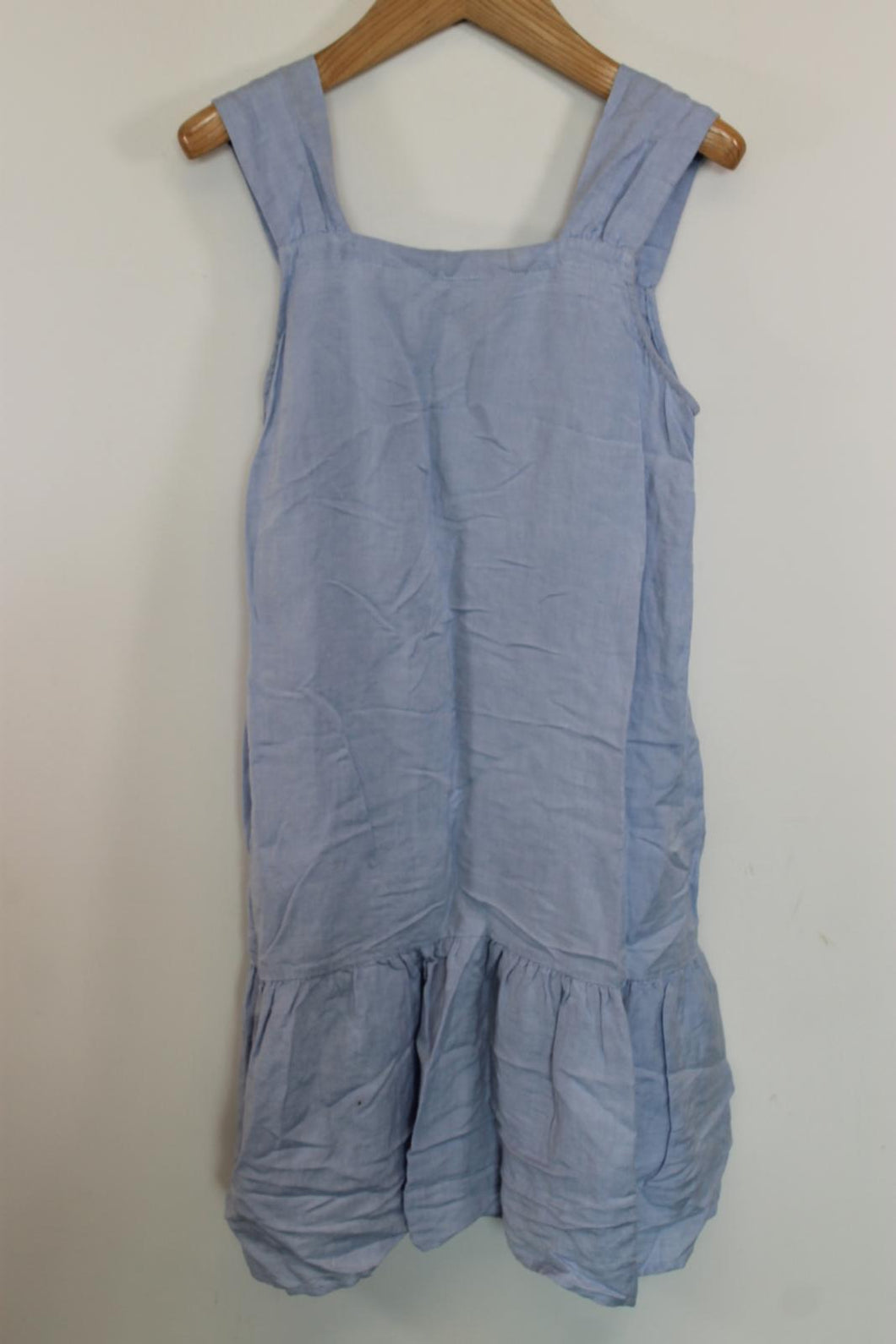 LOFT Ladies Blue Linen Sleeveless Square Neck Knee Length Dress Size S