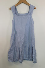 Load image into Gallery viewer, LOFT Ladies Blue Linen Sleeveless Square Neck Knee Length Dress Size S
