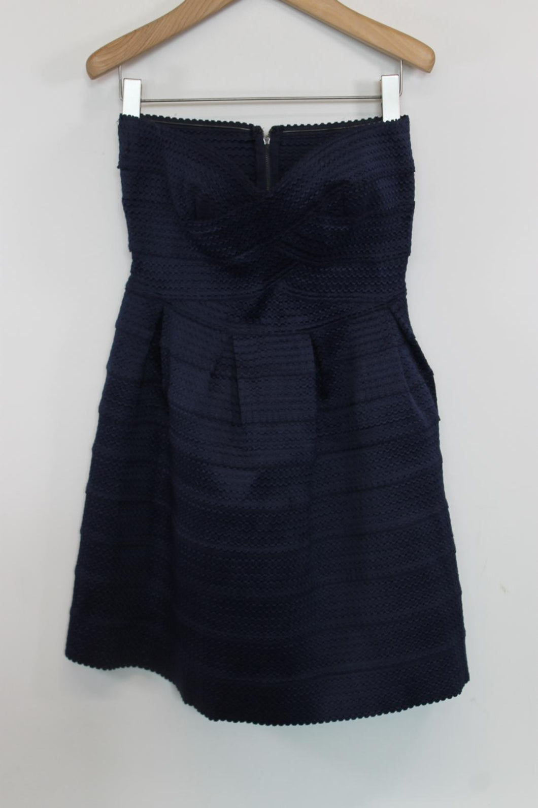 SANS SOUCI Ladies Dark Blue Off-The-Shoulder Sweetheart Mini Dress Size L
