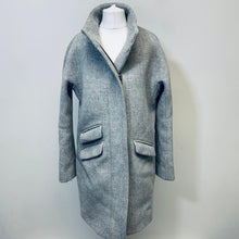Load image into Gallery viewer, J.CREW Ladies Grey Zip Through Wool Long Sleeve Coat Overcoat Size S
