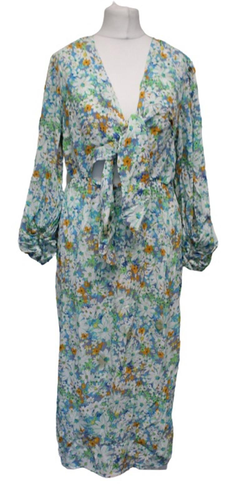RIVER ISLAND Ladies Green Multi Tie Front Floral Cut Out Midi Dress UK –  ReThread