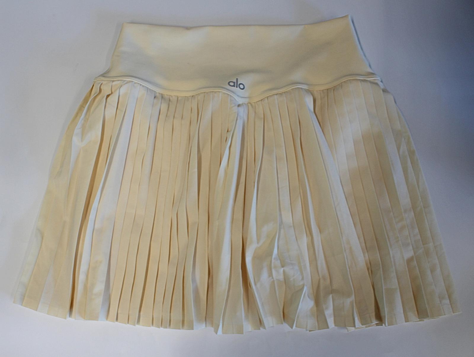 ALO Ladies Vanilla Yellow Pleated Grand Slam Mini Tennis Skirt