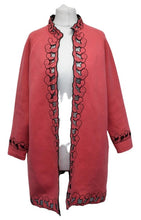 Load image into Gallery viewer, Ladies Raspberry Pink Embroidered Bracelet Length Sleeve Open Front Coat UK16
