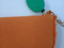 Load image into Gallery viewer, OLIVER BONAS Ladies Orange Cotton Blend Beaded Keyring Pouch One Size
