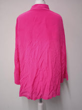 Load image into Gallery viewer, YOLKE Ladies Bright Pink Silk Round Neck Long Sleeve Button-Up Blouse Top M
