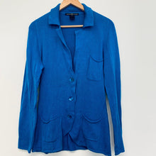 Load image into Gallery viewer, TABARONI CASHMERE Blue Bright Ladies Long Sleeve Cardigan Jumper Size L
