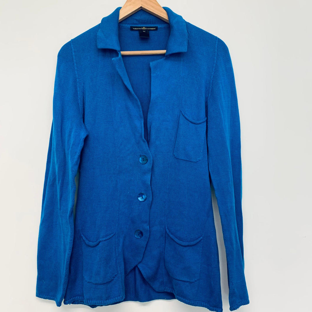TABARONI CASHMERE Blue Bright Ladies Long Sleeve Cardigan Jumper Size L