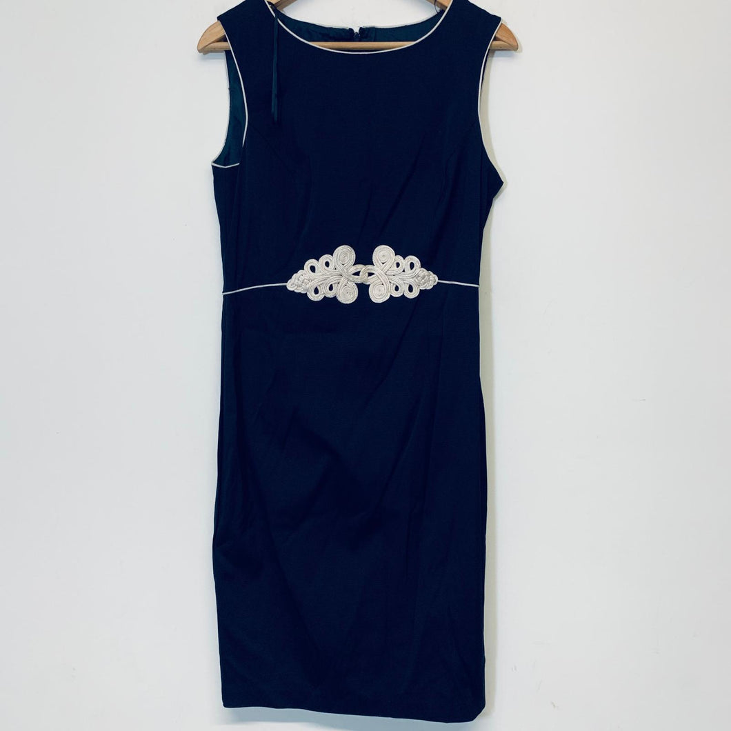 PHASE EIGHT Navy Ladies Sleeveless Round Neck Fit & Flare Dress Size UK 14