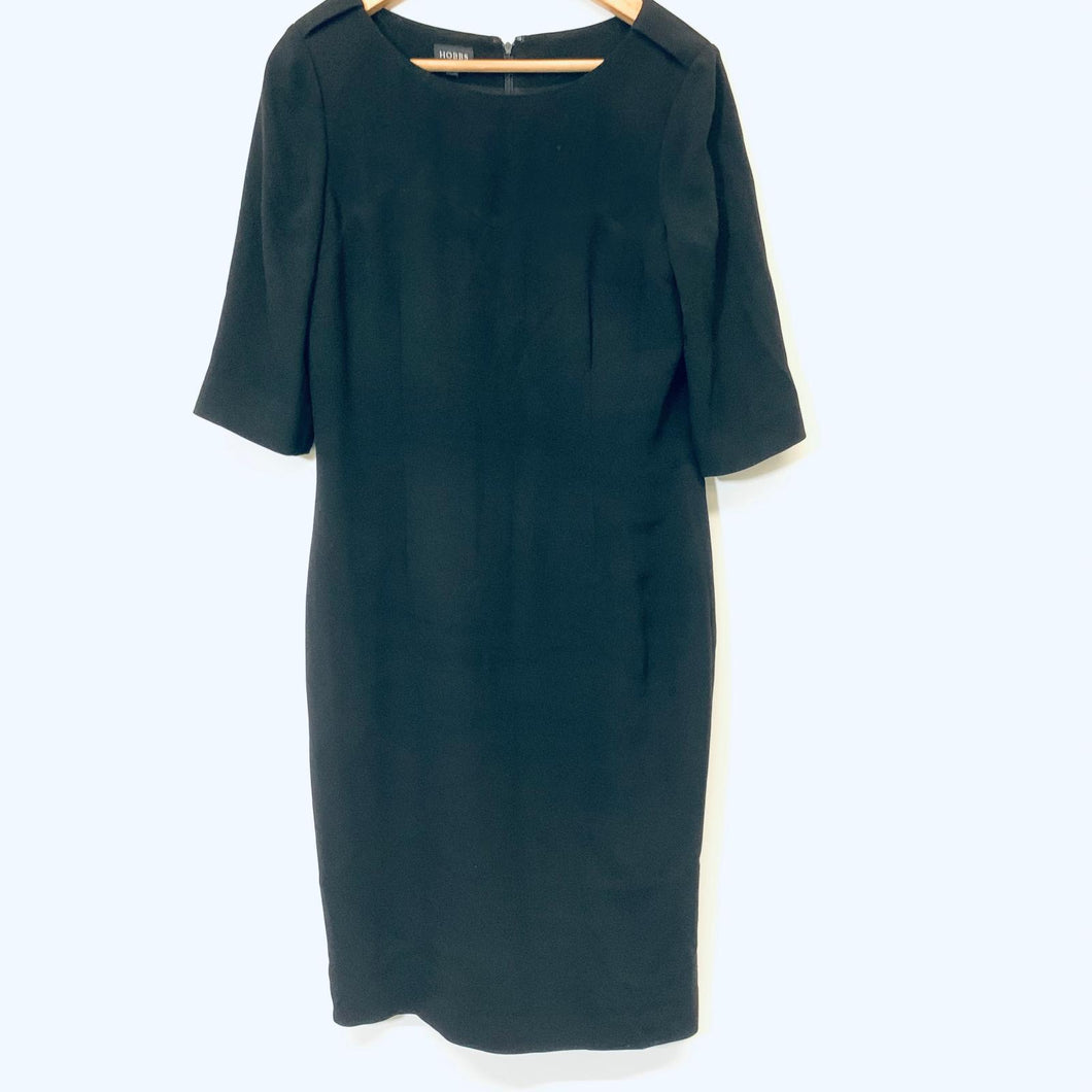 HOBBS Black Ladies Short Sleeve Boat Neck A-Line Dresses Size UK 12