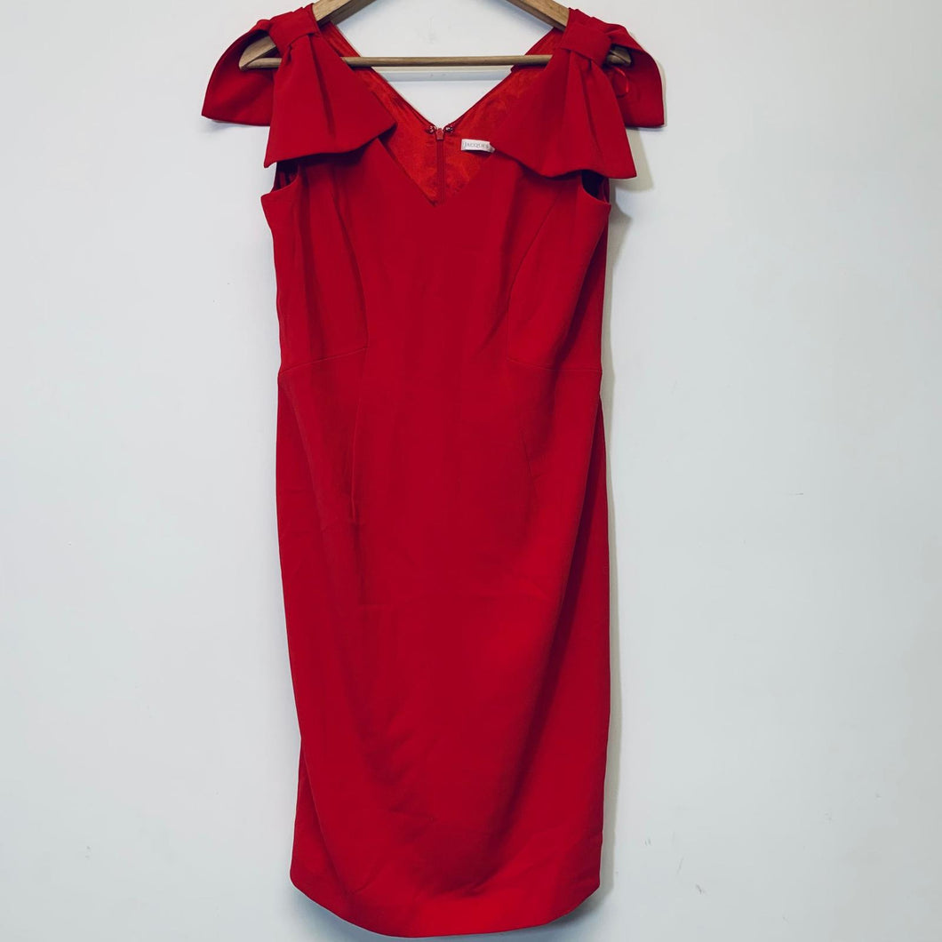 JACQUES VERT Red Ladies Sleeveless V-neck Fit & Flare Dress Size UK 12