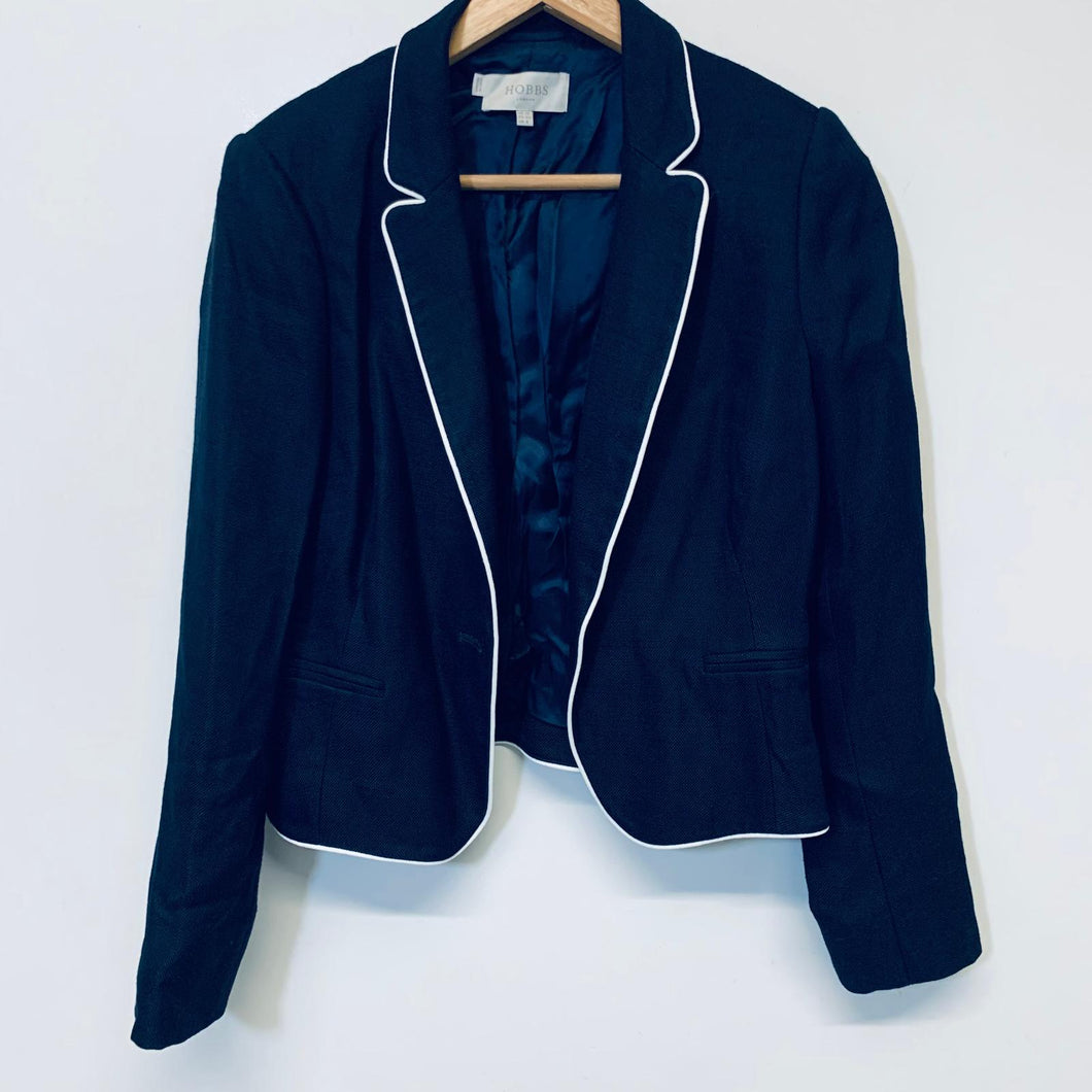 HOBBS Blue Ladies Long Sleeve Collared Formal Office City Jacket Size UK 12