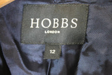 Load image into Gallery viewer, HOBBS Ladies Navy Blue Cropped Collared Long Sleeve Button Down Jacket EU40 UK12
