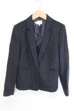 Load image into Gallery viewer, HOBBS Ladies Navy Blue Wool Notch Lapel Long Sleeve Blazer Jacket EU40 UK12
