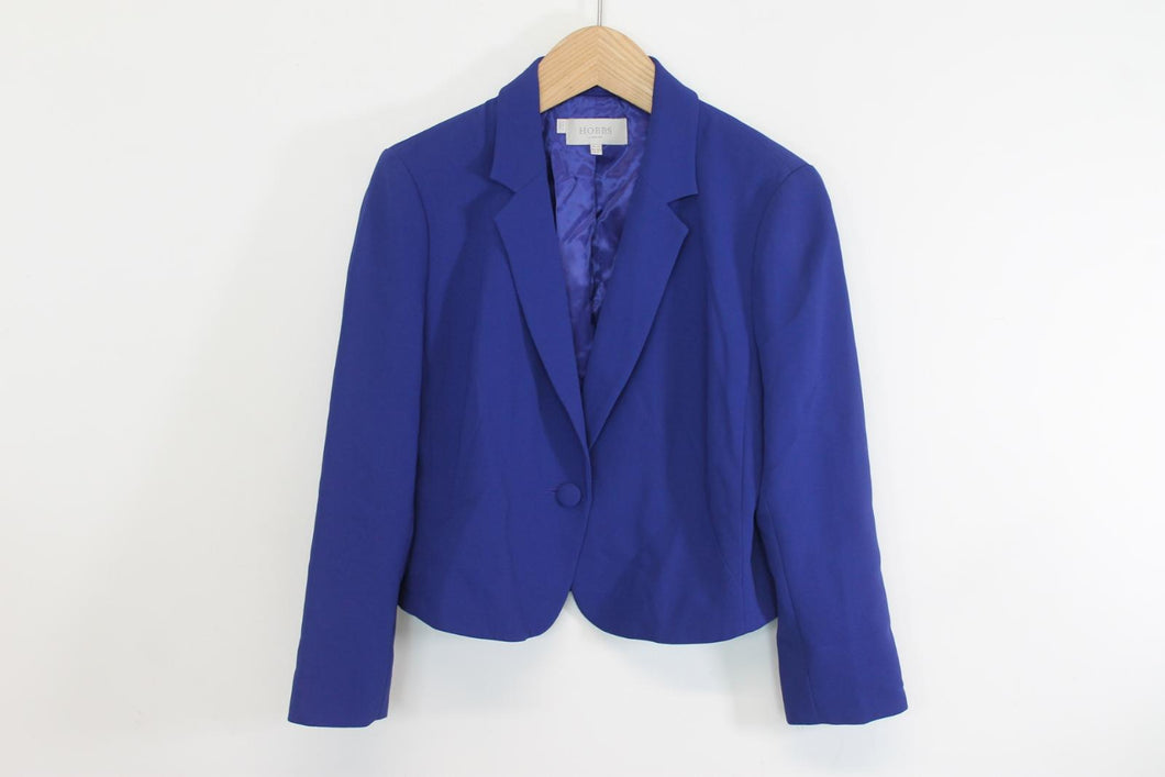HOBBS Ladies Blue Single Button Long Sleeve Blazer Style Jacket EU40 UK12