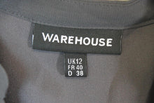 Load image into Gallery viewer, WAREHOUSE Ladies Black &amp; Orange Short Sleeve V-Neck Pleated Midi Dress EU40 UK12
