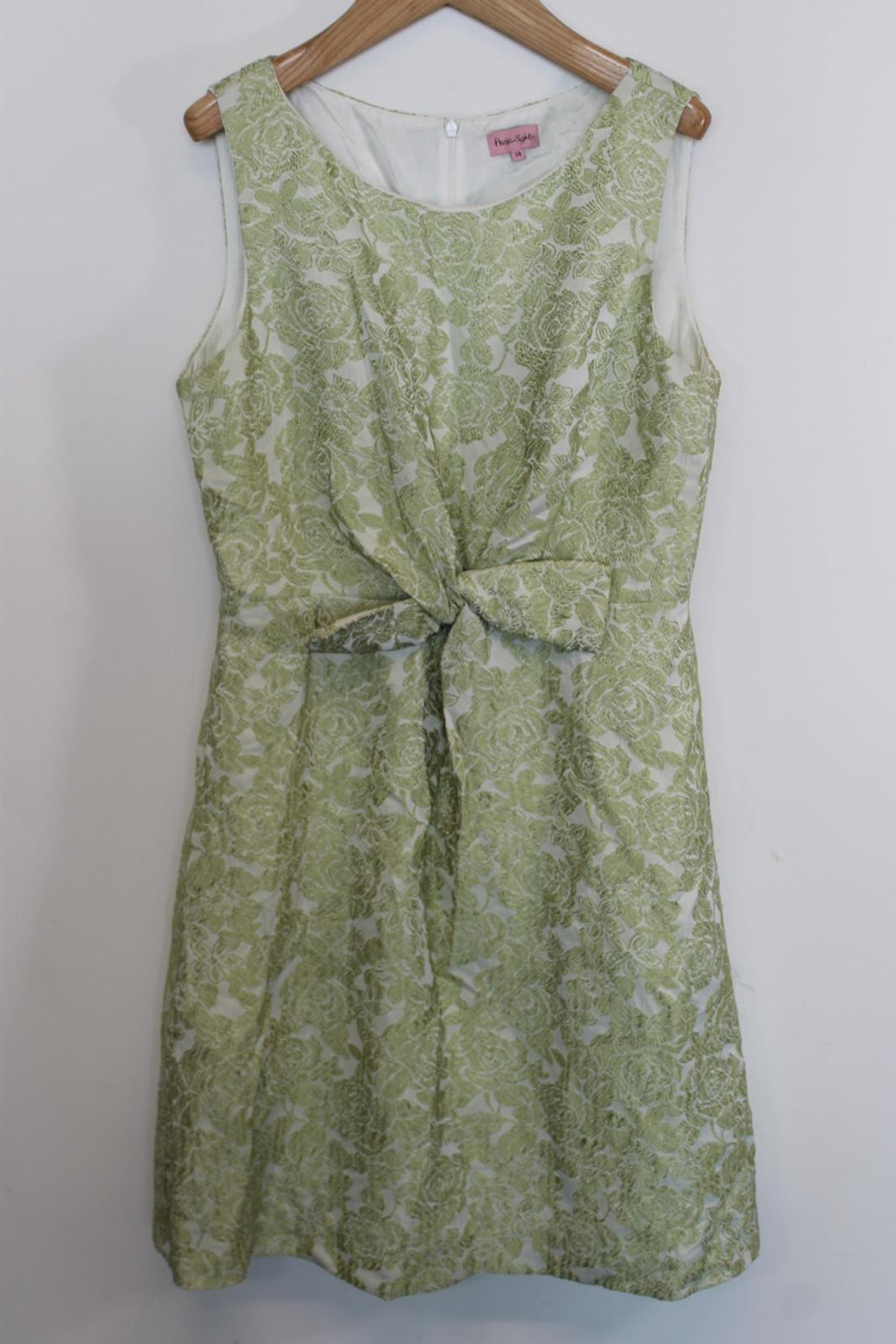 PHASE EIGHT Ladies Green Floral Tie-Front Sleeveless Midi Sheath Dress EU42 UK14