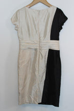 Load image into Gallery viewer, ROMAN Ladies Black &amp; Beige Bow Detail Cap Sleeve Midi Sheath Dress EU40 UK12
