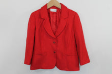 Load image into Gallery viewer, PRECIS PETITE Ladies Red Cotton Long Sleeve Rounded Notch Lapel Jacket EU38 UK12
