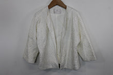 Load image into Gallery viewer, JACQUES VERT Ladies White Lace 3/4 Sleeve Round Neck Jacket EU40 UK12
