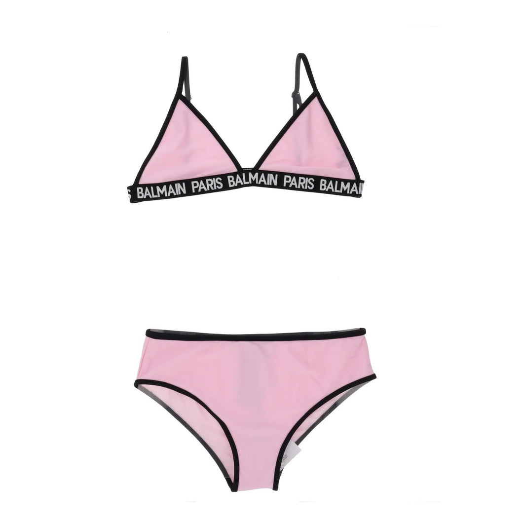BALMAIN KIDS Triangle Bikini Set Logo Band Pink Back Size:16 yrs RRP180