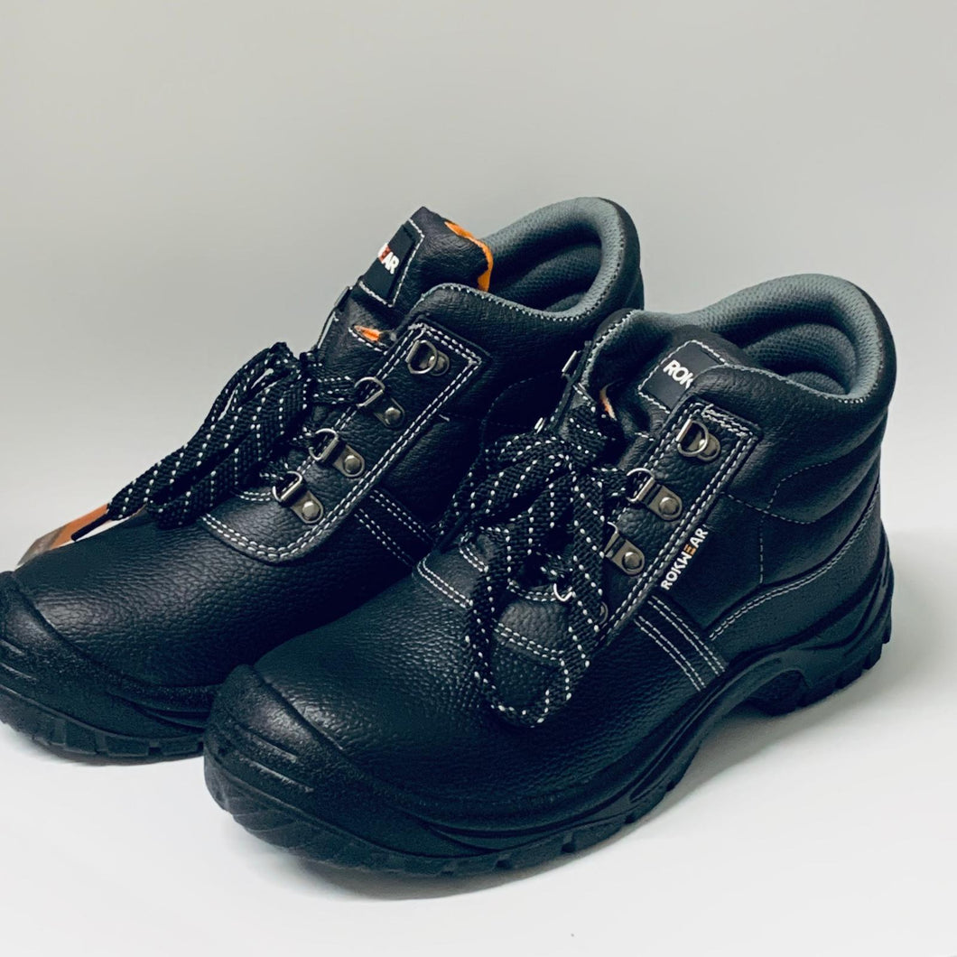 ROK-WEAR Men's Black Faux Leather Steel Toe Cap Boot Chukka UK10 BNIB