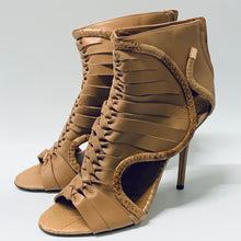 Load image into Gallery viewer, RACHEL ROY Ladies Beige Tan Leather Strappy Braid Gladiator High Heel UK6
