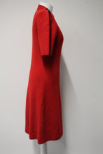 Load image into Gallery viewer, TORY BURCH Ladies Red Ribbed Knit Merino Wool Knee Length Jumper Dress Approx S
