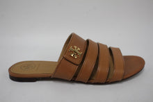 Load image into Gallery viewer, TORY BURCH Ladies Tan Brown Leather Multi-Band Flat Slide Sandals US6.5M UK3.5
