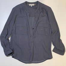 Load image into Gallery viewer, PRINCIPLES BY BEN DE LISI PETITE Ladies Blue Navy Star Spotted White Blouse UK12
