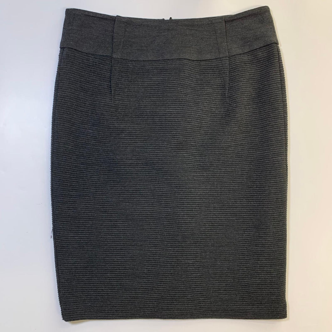 MARKS & SPENCER Dark Grey Horizontal Ribbed Ladies A-Line Skirt Size UK 12