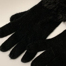 Load image into Gallery viewer, Faux Fur Ladies Knitted Winter Warm Wrist Furry Black Gloves UK O/S
