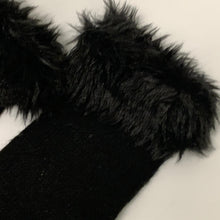 Load image into Gallery viewer, Faux Fur Ladies Knitted Winter Warm Wrist Furry Black Gloves UK O/S
