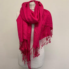 Load image into Gallery viewer, Classic Ladies Pink Tassled Rectangular Soft Wrap Scarf Winter Autumn UK O/S
