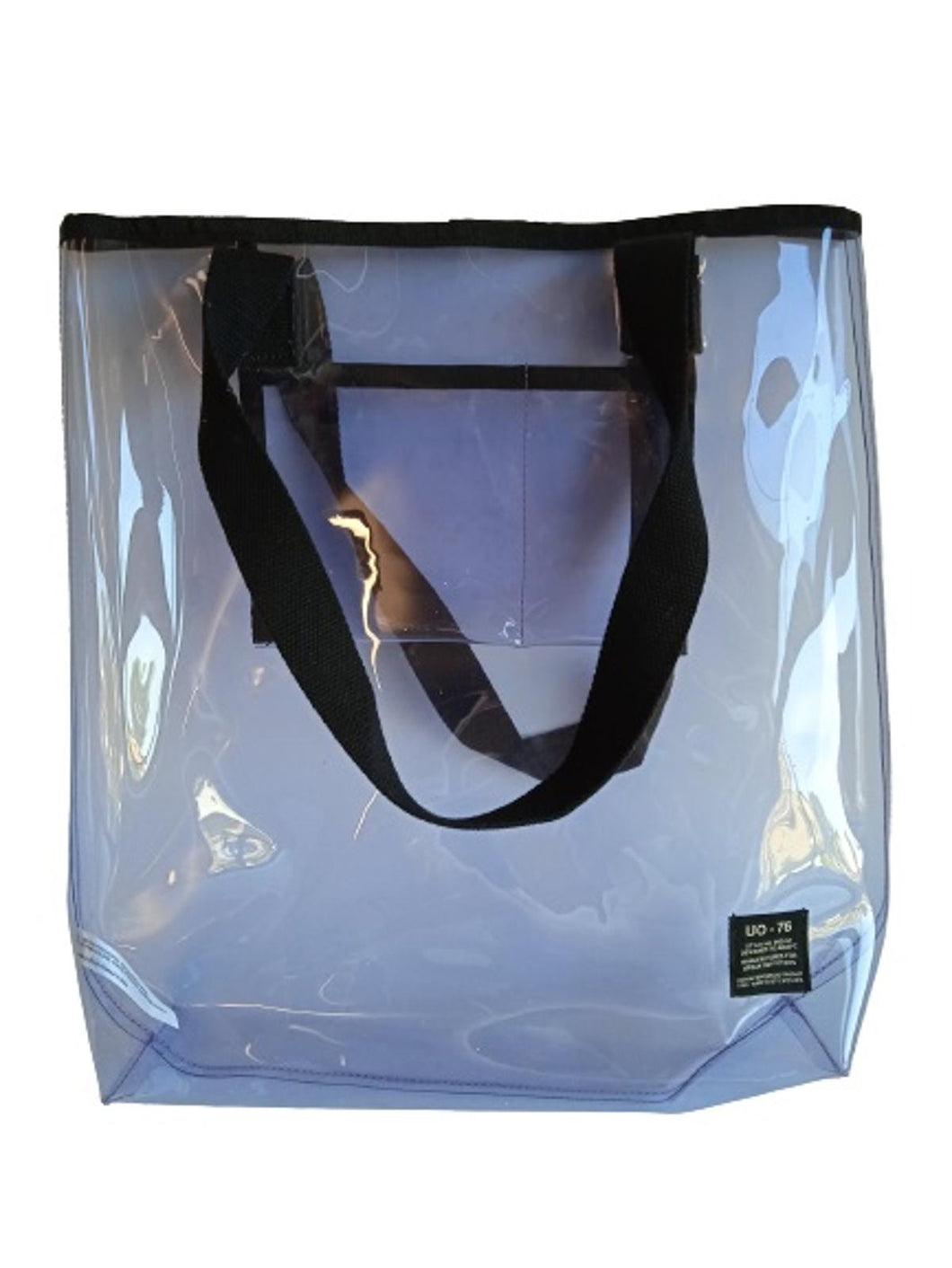 URBAN OUFITTERS Ladies Blue Transparent UO-76 Plastic Pocket Tote Bag Size L