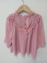 Load image into Gallery viewer, REBECCA MINKOFF Ladies Pink Ruffle Detail Carla Blouse Top Size UK L NEW
