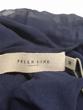 Load image into Gallery viewer, PREEN LINE Ladies Navy Blue Round Neck Georgette Black Blouse Top Size UK M NEW
