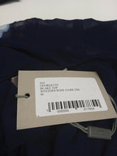 Load image into Gallery viewer, PREEN LINE Ladies Navy Blue Round Neck Georgette Black Blouse Top Size UK M NEW
