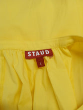 Load image into Gallery viewer, STAUD Ladies Yellow Cotton Short Sleeve button Up Round Neck Shift Size UK L NEW
