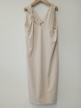 Load image into Gallery viewer, MYKKE HOFMANN Ladies Beige V-Neck Knot Detail Maxi Dress Size UK L NEW

